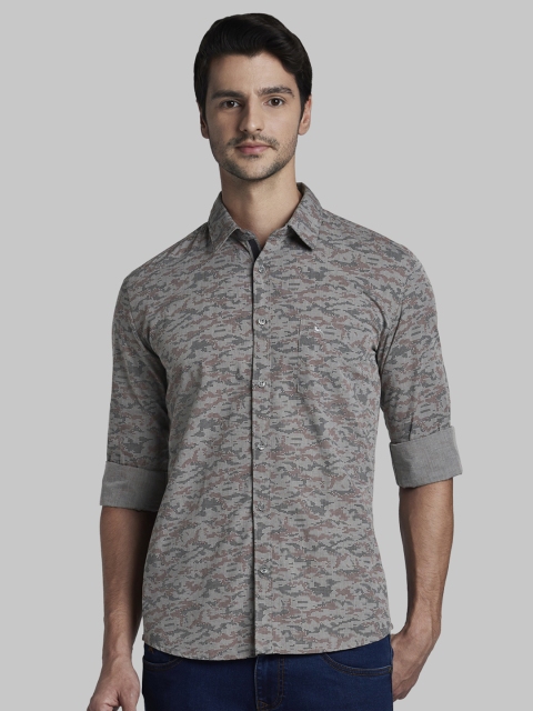 

Parx Men Grey Slim Fit Printed Casual Shirt