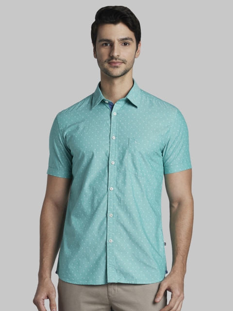 

Parx Men Sea Green Slim Fit Printed Casual Shirt