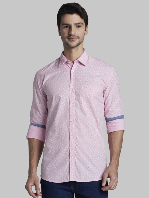 

Parx Men Pink Slim Fit Printed Casual Shirt