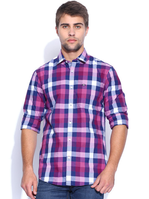 

Arrow Sport Pink & Purple Checked Hudson Fit Casual Shirt