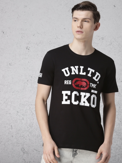 

Ecko Unltd Men Black Printed Round Neck T-shirt