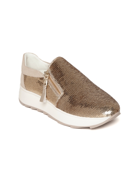 

Geox Women Gold-Toned Sequinned Slip-On Sneakers