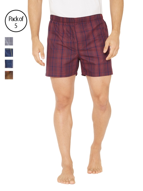 

XYXX Men Pack of 5 Super Combed Cotton Checked Boxers XYBOX5PCKN06, Multi