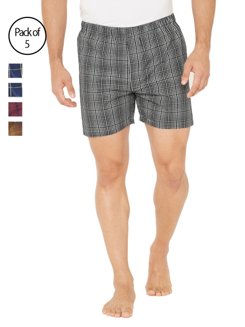 

XYXX Men Pack of 5 Multicoloured Super Combed Cotton Checked Boxers XYBOX5PCKN08, Multi