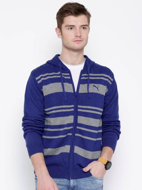 

Puma Blue LS Striped Hooded Cardigan