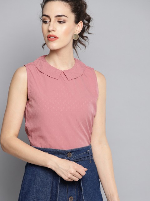 

Carlton London Women Dusty Pink Self Design Top