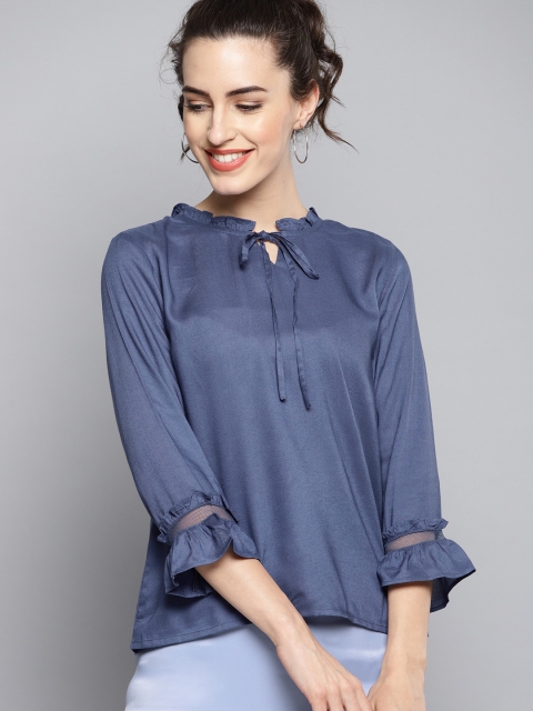 

Carlton London Women Navy Blue Solid Top