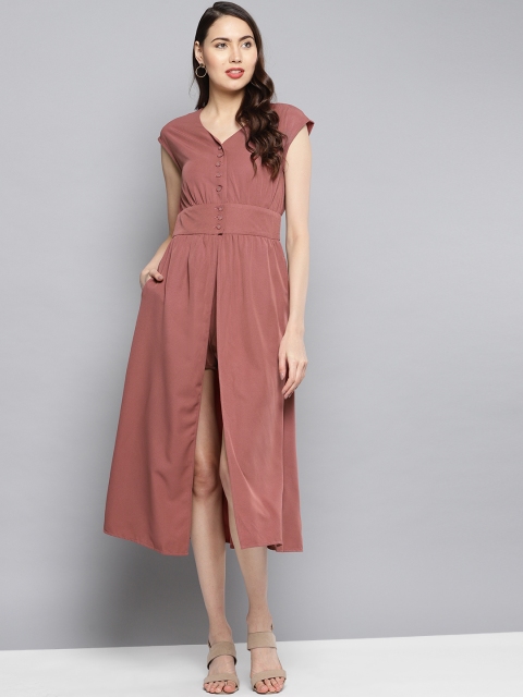 

Carlton London Women Dusty Pink Solid Playsuit cum Dress
