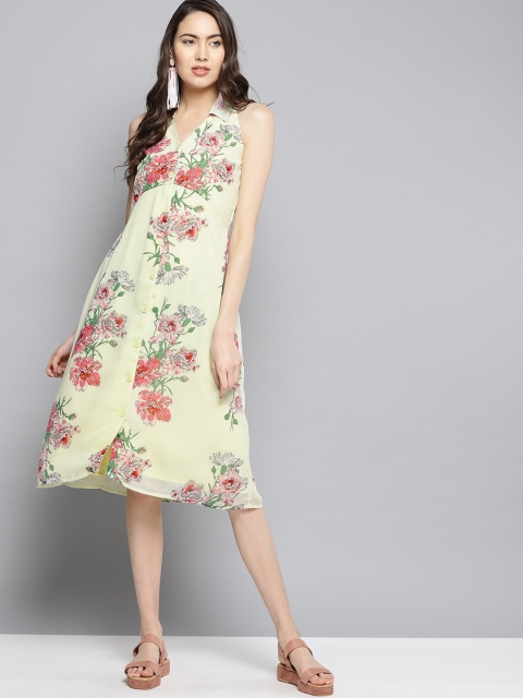 

Carlton London Women Yellow & Pink Printed Shirt Dress