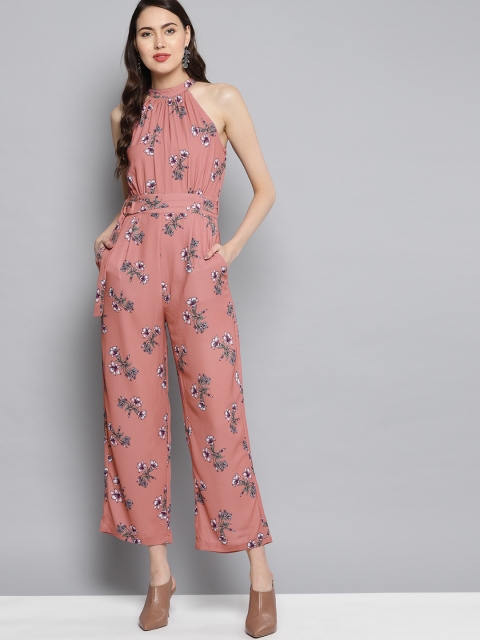 

Carlton London Women Dusty Pink Floral Print Basic Jumpsuit