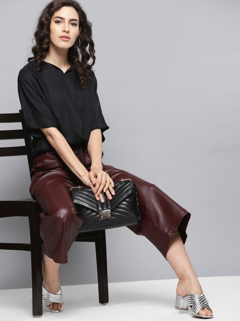 

Carlton London Women Black Solid Blouson Top