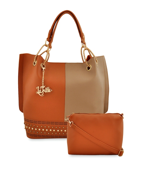 

LaFille Brown & Beige Colourblocked Shoulder Bag
