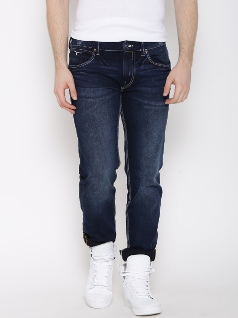 

Flying Machine Navy Washed Prince Fit Stretchable Jeans, Navy blue