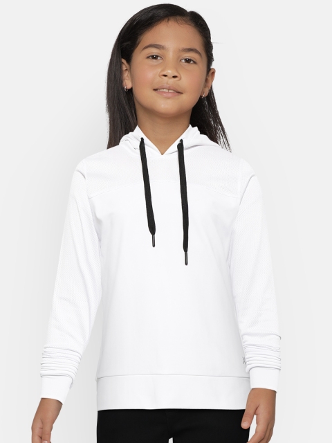 

HRX by Hrithik Roshan Girls White Solid Rapid Dry Hooded Training Sweatshirt