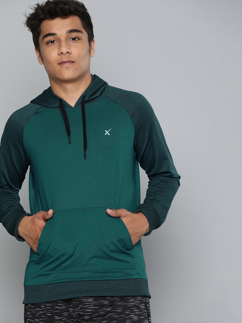 

HRX by Hrithik Roshan Boys Teal Green Solid Hooded Rapid Dry Training Sweatshirt