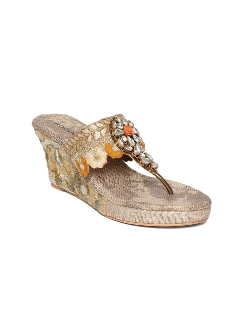 

Rocia Women Beige & Gold-Toned Embellished Sandals