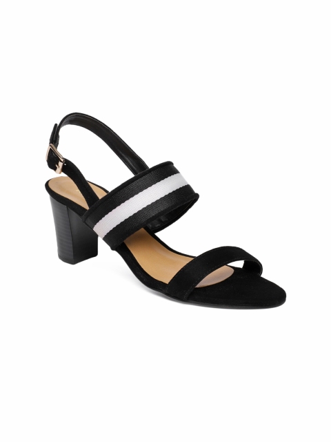 

Rocia Women Black & White Striped Heeled Sandals