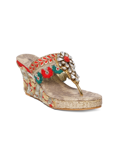 

Rocia Women Gold-Toned Woven Design Sandals