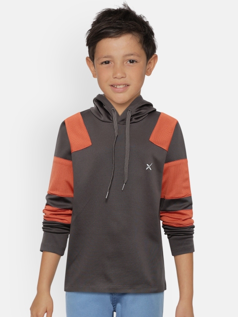 

HRX by Hrithik Roshan Boys Taupe Colourblocked Hooded Lifestyle Sweatshirt