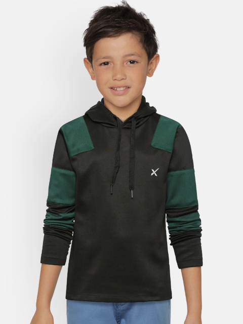 

HRX by Hrithik Roshan Boys Black Solid Hooded Rapid Dry Lifestyle Sweatshirt