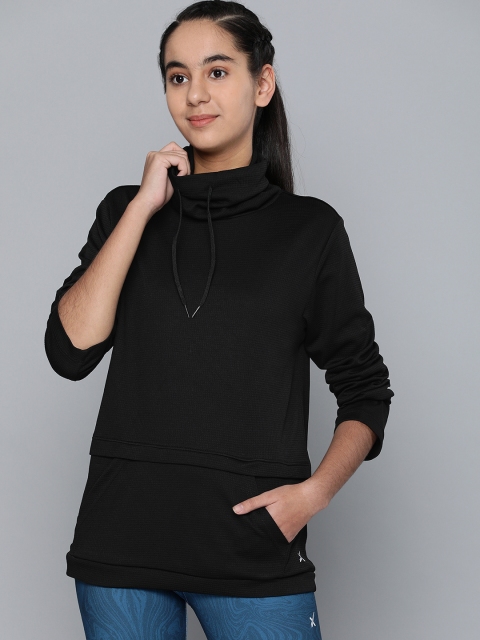 

HRX by Hrithik Roshan Girls Black Self Design Sweatshirt