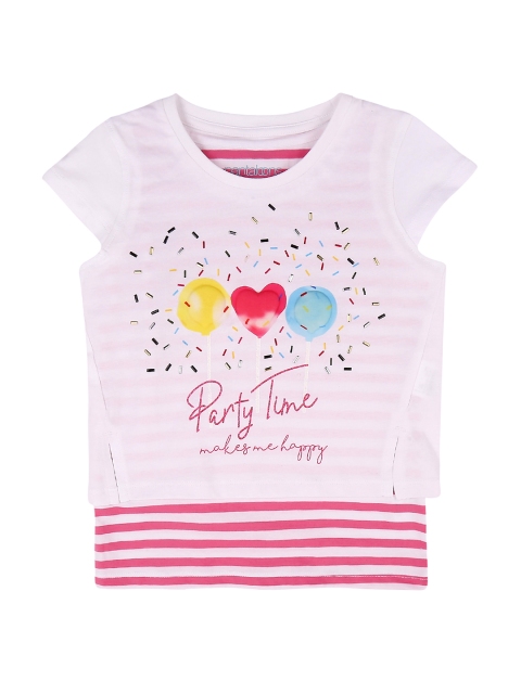 

Pantaloons Junior Girls Pink Printed Round Neck T-shirt