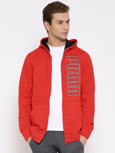 

PUMA Red Zip Poly Fleece Hooded Sweatshirt