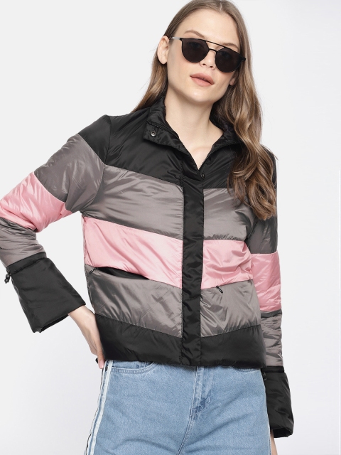 

Mast & Harbour Women Black Colourblocked Jacket