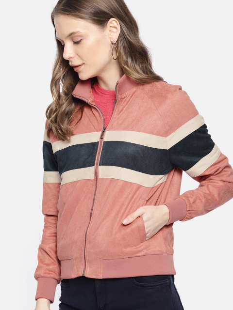 

Mast & Harbour Women Pink Striped Jacket