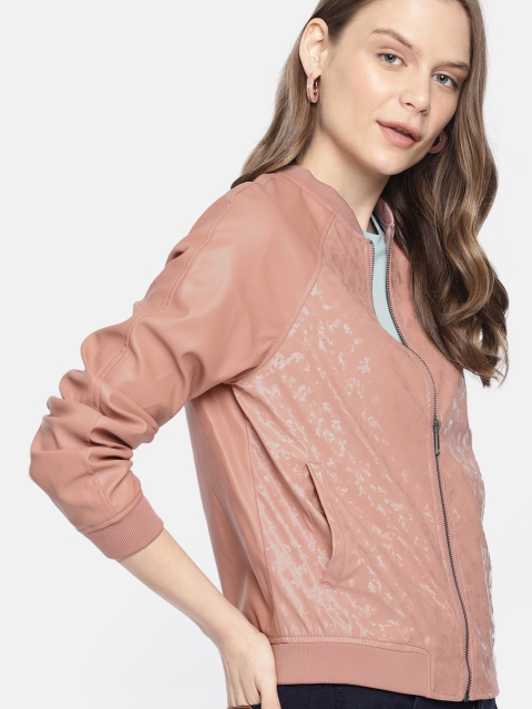 

Mast & Harbour Women Pink Self Design Jacket