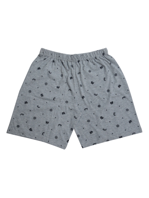 

TINY HUG Boys Grey Melange Printed Regular Fit Shorts