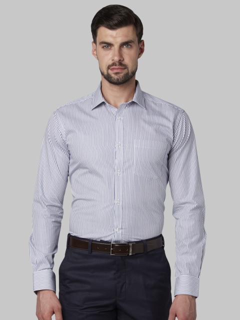 

Park Avenue Men Blue & White Slim Fit Striped Formal Shirt