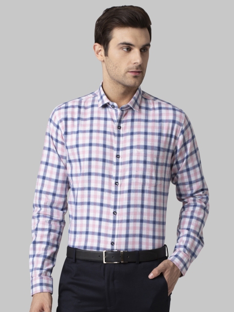 

Park Avenue Men Blue & Pink Slim Fit Checked Casual Shirt