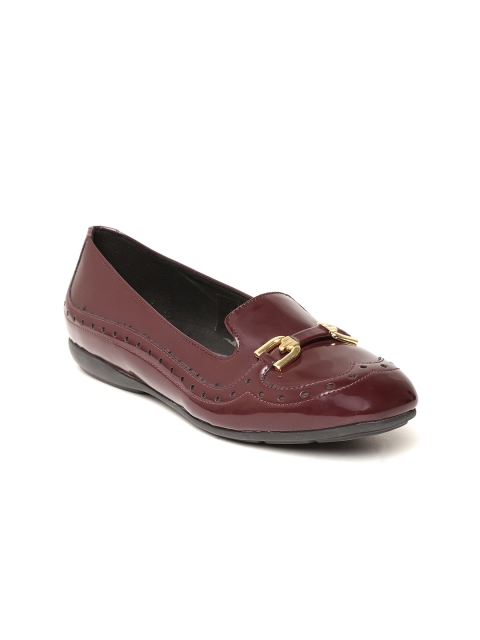 

Geox Women Burgundy Textured Leather Ballerinas
