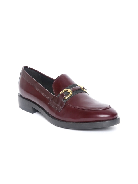 

Geox Women Burgundy Solid Leather Loafers