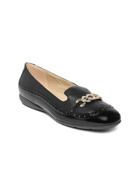 

Geox Women Black Textured Leather Ballerinas