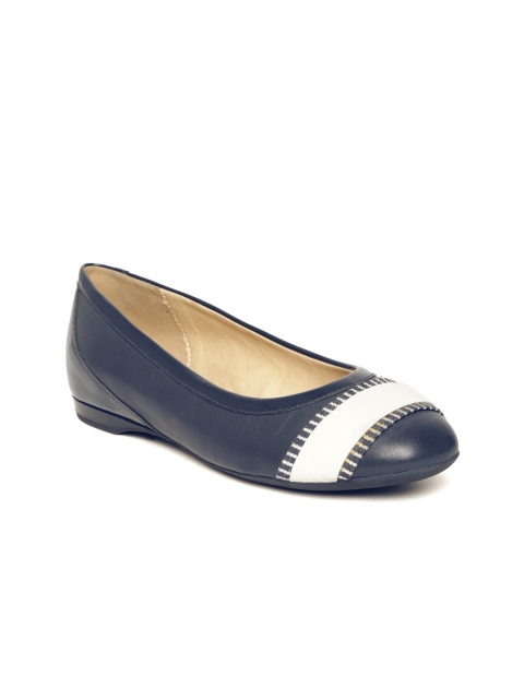 

Geox Women Navy & White Colourblocked Leather Ballerinas, Navy blue