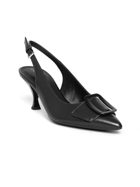 

Geox Women Black Solid Leather Pumps