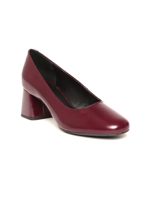 

Geox Women Burgundy Solid Leather Pumps