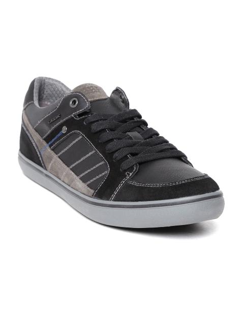

Geox Men Black & Charcoal Grey Colourblocked Leather Sneakers