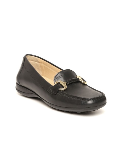 

Geox Women Black Solid Leather Loafers