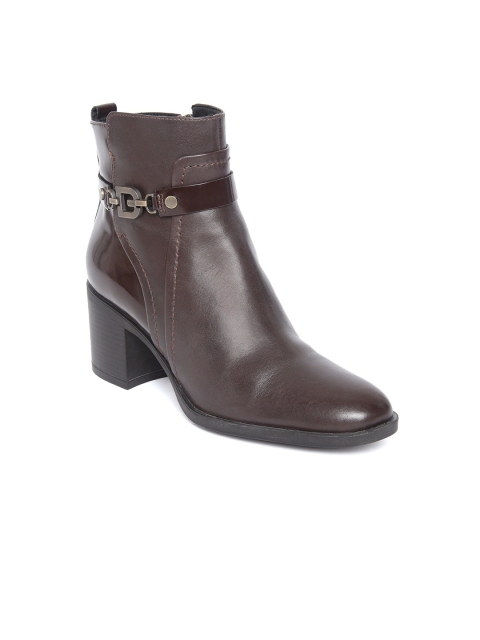 

Geox Women Coffee Brown Leather Heeled Boots