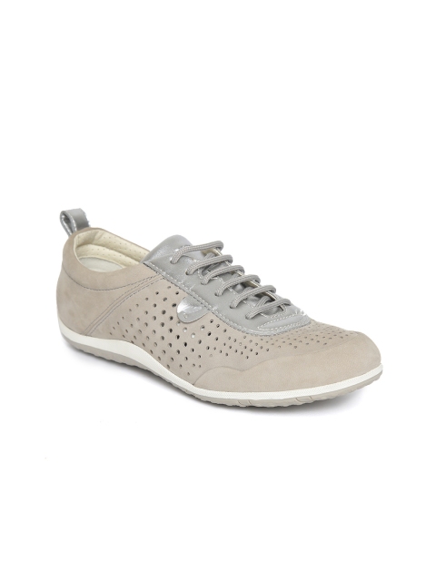 

Geox Women Taupe Suede Leather Perforated Sneakers