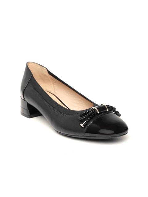

Geox Women Black Solid Leather Pumps