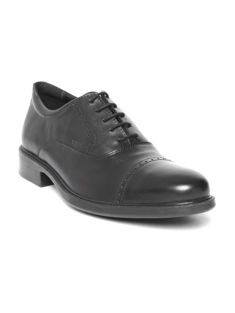 

Geox Men Black Leather Formal Oxfords