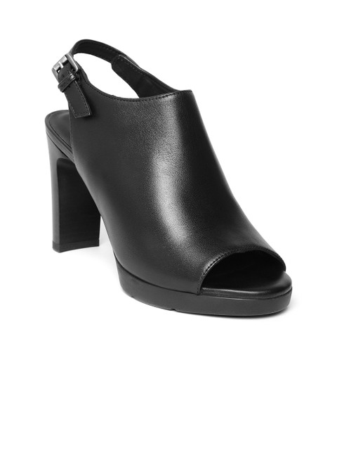 

Geox Women Black Solid Leather Heels