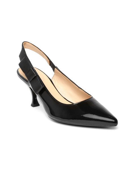 

Geox Women Black Solid Leather Pumps