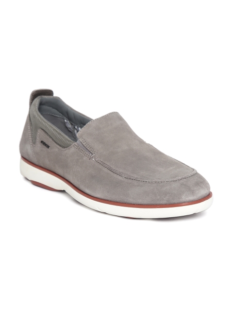 

Geox Men Taupe Solid Suede Slip-On Sneakers