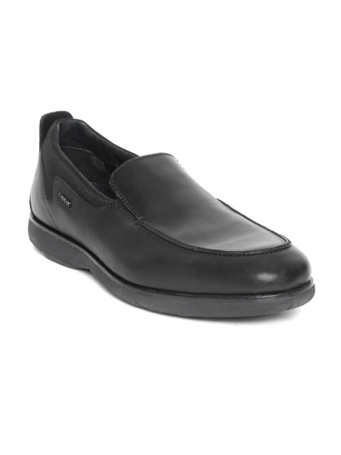 

Geox Men Black Solid Leather Slip-On Sneakers
