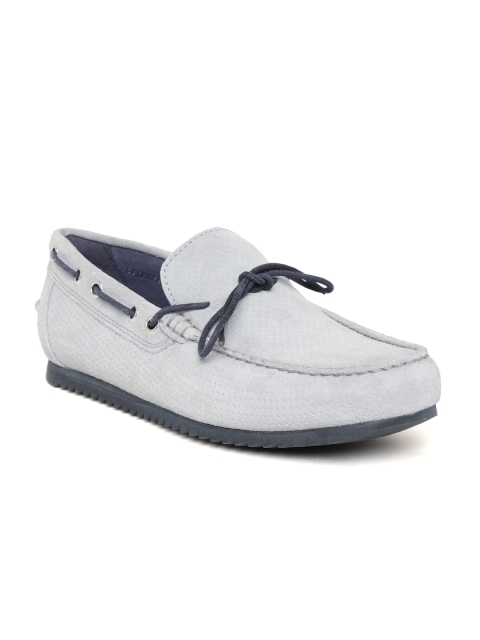 

Geox Men Grey Suede Leather Textured Boat Shoes